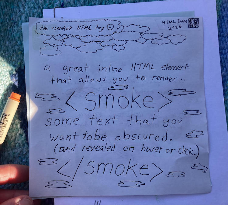 a sheet of origami paper with text describing the smoke element