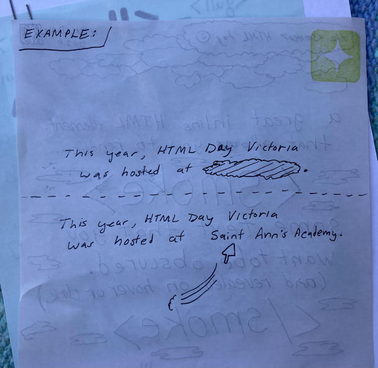 a sheet of origami paper with text describing the smoke element